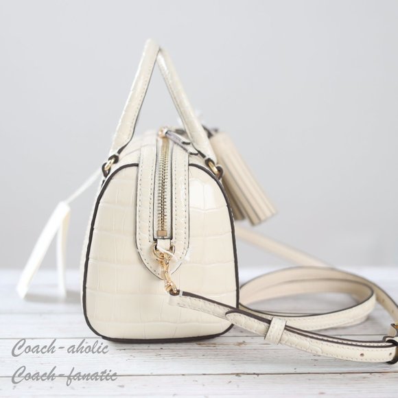 NWT Tory Burch 153463 Thea Mini Satchel Embossed Leather Crossbody in New Cream - Picture 6 of 12